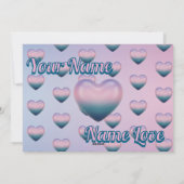 Purple pink 3D Heart Romantic Silence Greeting  Feestdagenkaart (Achterkant)