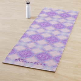 Purple Pink Abstract Mandala Kaleidoscopic Pattern Yogamat