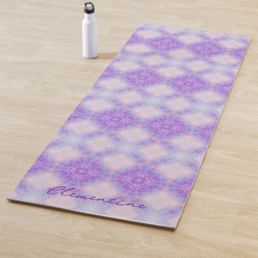 Purple Pink Abstract Mandala Kaleidoscopic Pattern Yogamat (In situ)