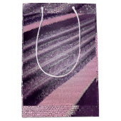 Purple pink abstract stripes with elegant sparkle medium cadeauzakje (Voorkant)