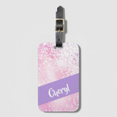Purple, pink and white schaduwglitter bagagelabel (Voorkant (verticaal))