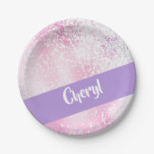 Purple, pink and white schaduwglitter papieren bordje (Voorkant)