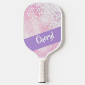 Purple, pink and white schaduwglitter pickleball paddle (Achterkant)