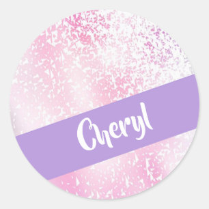Purple, pink and white schaduwglitter ronde sticker