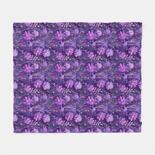 Purple Pink and Yellow Daisy Floral Pattern Fleece Deken (Voorkant (Horizontaal))