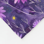 Purple Pink and Yellow Daisy Floral Pattern Fleece Deken (Hoek)