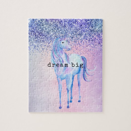 Purple Pink Blue Schabre Unicorn Glitter Legpuzzel (Verticaal)