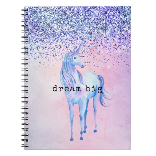 Purple Pink Blue Schabre Unicorn Glitter Notitieboek (Voorkant)