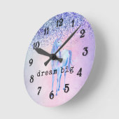 Purple Pink Blue Schabre Unicorn Glitter Ronde Klok (Hoek)