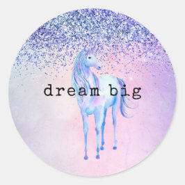 Purple Pink Blue Schabre Unicorn Glitter Ronde Sticker