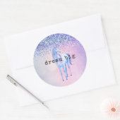 Purple Pink Blue Schabre Unicorn Glitter Ronde Sticker (Envelop)