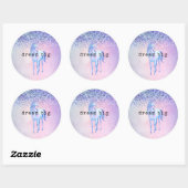 Purple Pink Blue Schabre Unicorn Glitter Ronde Sticker (Vel)