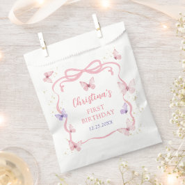 Purple Pink Bow Butterfly Birthday Party Bedankzakje