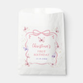 Purple Pink Bow Butterfly Birthday Party Bedankzakje (Voorkant)