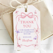 Purple Pink Bow Butterfly Birthday Party Cadeaulabel