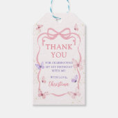 Purple Pink Bow Butterfly Birthday Party Cadeaulabel (Voorkant)