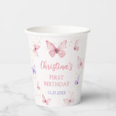 Purple Pink Bow Butterfly Birthday Party Papieren Bekers (Voorkant)