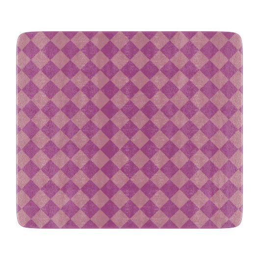 Purple Pink Checker Diamond Pattern Snijplank (Voorkant)