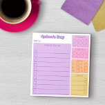 Purple Pink Day Tracker Tasks Steps Meds Notitieblok<br><div class="desc">Practical notepad to help you keep track of your daily habits, making sure you drink enough water, stretch at least once every hour during an eight-hour work day, take the number of steps you need, and remember to take your meds or vitamins! There's also a handy to-do list with ten...</div>