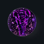 Purple Pink Elephant Button<br><div class="desc">Button with Neon Pink Purple Elephant Walking At Starry Night Magic Elephants Painted Buttons Gift Accessories - Choose / Add Your Unique Text / Color - Make Your Special Gift - Resize and move or remove and add elements / image with Customization tool ! - Drawing and Design by MIGNED....</div>