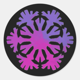 Purple Pink Floral Snowflake Ronde Sticker