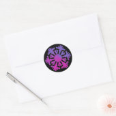 Purple Pink Floral Snowflake  Ronde Sticker (Envelop)