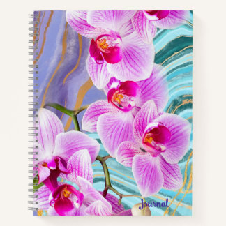 Purple Pink Floral Watercolor Geode Name Journal Notitieboek