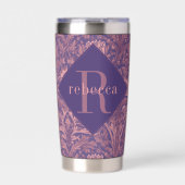 Purple Pink Floral William Morris Elegant Monogram Geïsoleerde Drinkbeker (Voorkant)
