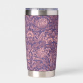 Purple Pink Floral William Morris Elegant Monogram Geïsoleerde Drinkbeker (Achterkant)