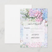 purple pink hydrangea paintings Wedding RSVP Card Kaart (Voorkant / Achterkant)
