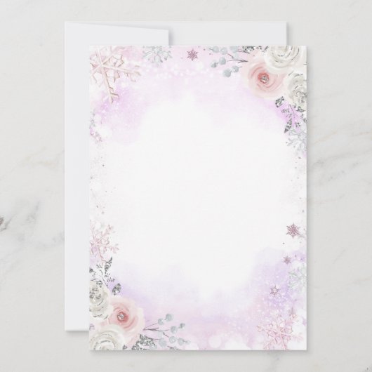 Purple Pink It’s Cold Outside Winter Baby Shower  Kaart (Achterkant)