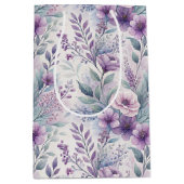 Purple, Pink, Lavender Floral  Medium Cadeauzakje (Voorkant)