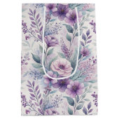 Purple, Pink, Lavender Floral  Medium Cadeauzakje (Achterkant)