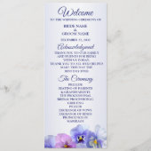 Purple Pink Lilac Pansy Floral Rustic Wedding Programmakaart (Voorkant)