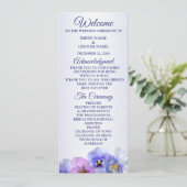 Purple Pink Lilac Pansy Floral Rustic Wedding Programmakaart (Staand voorkant)