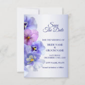 Purple Pink Lilac Pansy Floral Rustic Wedding Save The Date (Voorkant)
