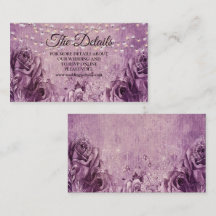 Purple Pink Rose Floral Vintage Wedding Detail