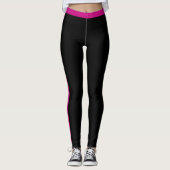 Purple Pink Side Stripe Black Leggings (Voorkant)