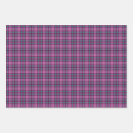 Purple Pink Teal Black Plaid Tartan Inpakpapier Vel