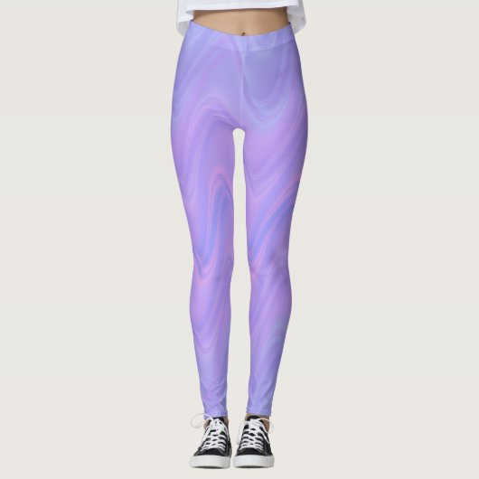 Purple Pink Wavy Lines Pattern Leggings (Voorkant)