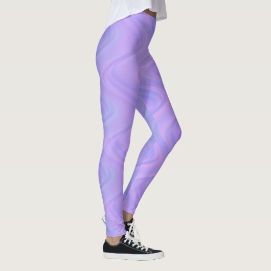Purple Pink Wavy Lines Pattern Leggings (Rechts)