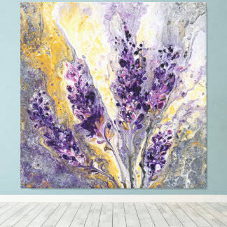 Purple Pink White Lavender Cluster Abstract Wall  Canvas Afdruk