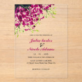 Purple Pink Wild Orchid Flowers Wreath Wedding Acryl Uitnodigingen (Voorkant)