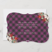 Purple Plaid Botanical String Lights New Year Card Feestdagenkaart (Achterkant)