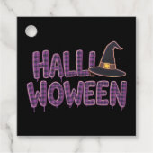 Purple Plaid Halloween Witch Hat Bedankjes Labels (Voorkant)