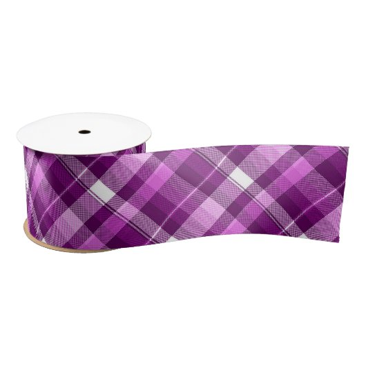 Purple plaid pattern satijnen lint (Spoel)