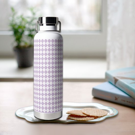Purple Plaid Pattern Water Bottle Waterfles