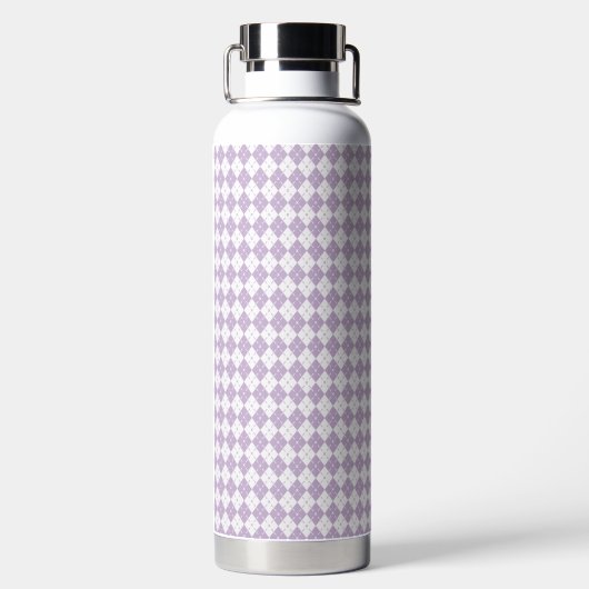 Purple Plaid Pattern Water Bottle Waterfles (Achterkant)