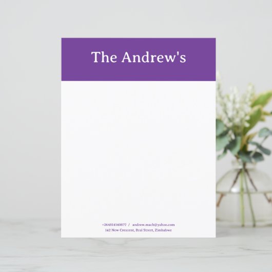 Purple Plain Simple Stationary Paper (Staand voorkant)