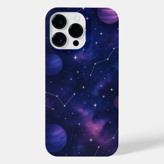 Purple Planet & Stars Phone Case – Cosmic Space iPhone Hoesje (Achterkant)